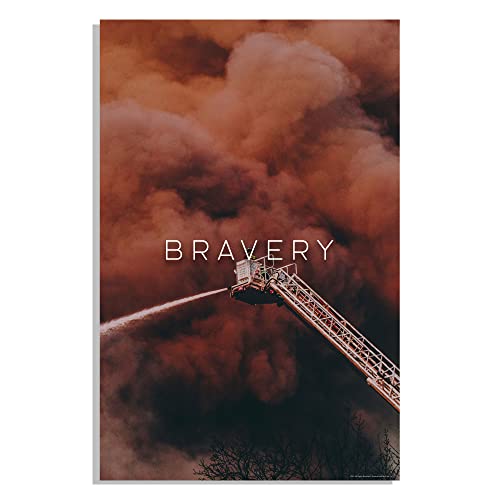 Inspirational Wall Art Co. - Bravery - Firefighter American Firetruck Boys Courage Engine Patriotic Department Motivational Gift Quotes Posters Print Home Office Decor 11X17 inches