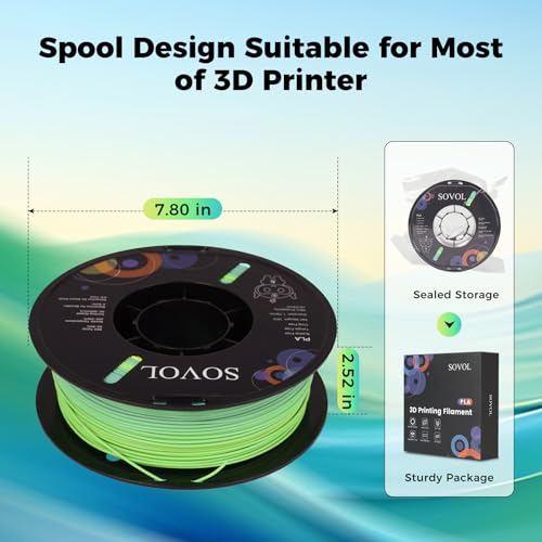 Image of Sovol 3D Printer Matte Multicolored Fast Change Gradient Rainbow PLA 1kg (2.2 lbs) Spool 3D Printing Materials, Dimensional Accuracy + /- 0.03 mm, 1.75 mm, Matte Cabbage