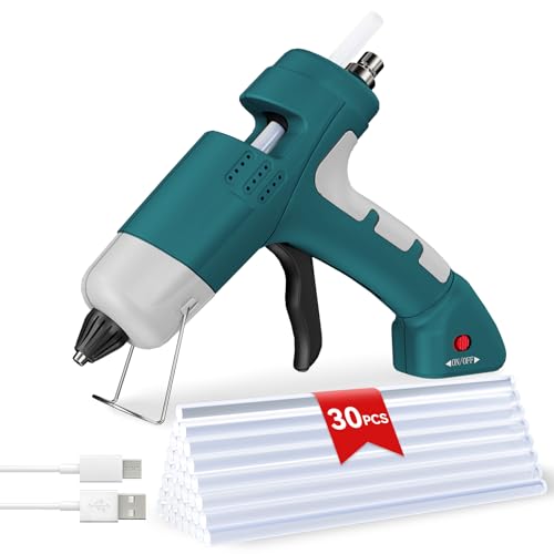 Cordless Hot Glue Gun Kit, 90s Fast Heating, Mini glue gun and sticks set with 2600mAh Type-C...