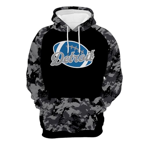 CKEACYCAN Men Clothing Classic Unisex Hooded Crewneck Printed Sweater Women Football Team Fans Adult Fashion Oversized Graphic City Letter Football Hoodie Sweatshirts Birthday Gifts Black Size XL