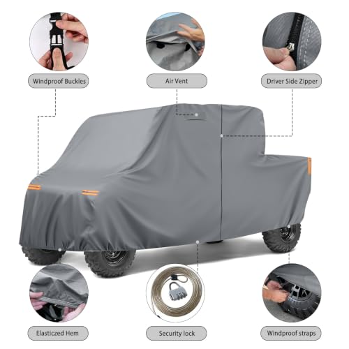 Image of Waterproof UTV Cover Compatible with Yamaha Viking 6 Seats | 6 Layers Outdoor Cover with Cotton Liner, Air Vents, Door Zipper and Windproof Buckles for Rain Snow Dust Protection
