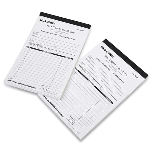 custom sales invoice personalized duplicate carbonless form with your company name - 2 books 100 sets numbered