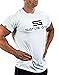 SATIRE GYM® - Fitness Slim Fit T-Shirt Herren/Funktionelles & schnell trocknendes Sportshirt Herren Kurzarm – Herren Fitness Shirt als Bodybuilding Shirt & Workout Gym Shirt (L, weiß - SG Print)