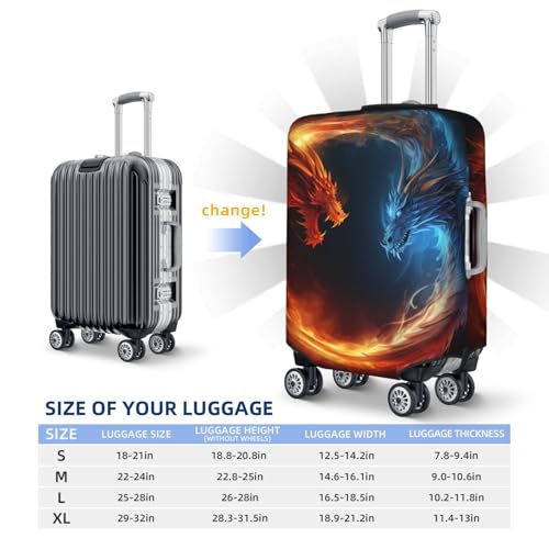 Travel Luggage Cover Suitcase Protector Elastic Washable Fire and ice dragons Suitcase Cover Anti-scratch Spandex Baggage Covers Fits 18-32 Inch Luggage2