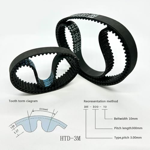 Courroie de distribution synchrone HTD 3M longueur 648 mm pas 3mm largeur 10mm - 3