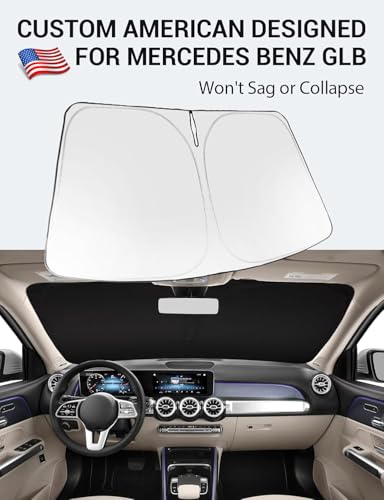 Image of Proadsy 2026 Upgrade Windshield Sun Shade Custom Fit 2020-2025 2026 Mercedes Benz GLB Foldable Front Sunshade Protector Sun Visor Blocks UV Rays Keep Car Cooler