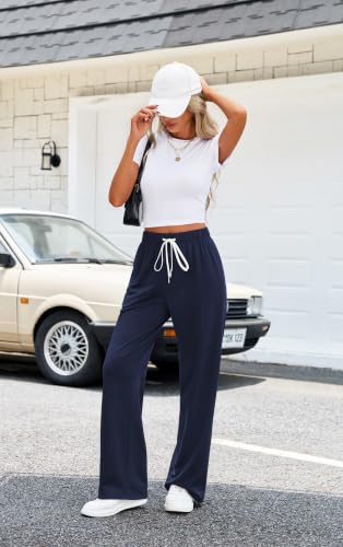 Navy Blue Pants for Women Stretchy Yoga Petite Straight Leg Sweat Pants XS - image 4