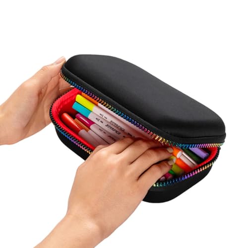 Image of ZIPIT Black & Rainbow Pencil Box for Girls, Cute Pencil Case for School, Large Capacity Stationery Organizer Box