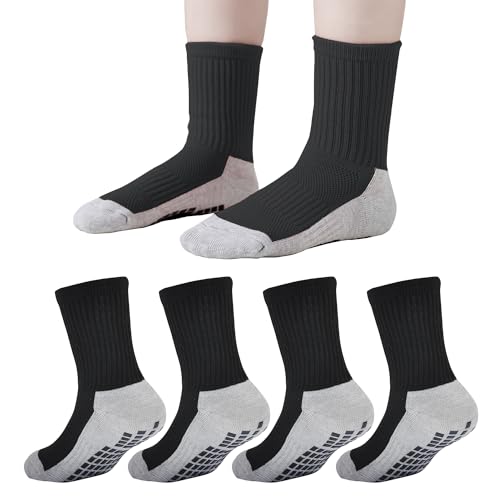 EPEIUS Kids Grip Soccer Socks Toddler Boys Non Slip Socks Cushioned Athletic Sock For Girls Youth Football 4T-14 Years