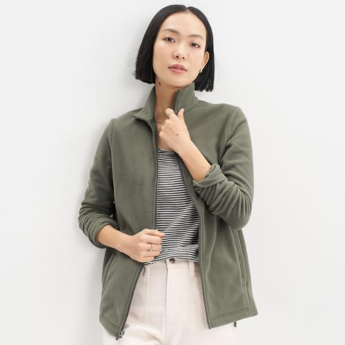 Lands' End Womens Full Zip Fleece Jacket Forest Moss Green Regular Medium4