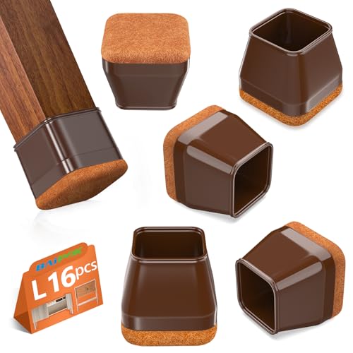 16Pcs Square Chair Leg Floor Protectors with Thickened Felt Pads