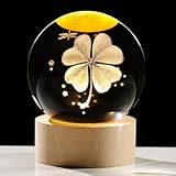 3D Crystal Ball Clover Gifts for Women Men - Clover Statue Paperweight Birthday Irish Gifts for Best Friend Daughter Keepsake Paperweight - Plants Figurines Statues Home Decor