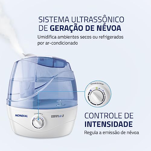 Umidificador de Ar Ultrassônico Comfort Air 2, Mondial, Branco/Azul, 30W, Bivolt - NUA-02