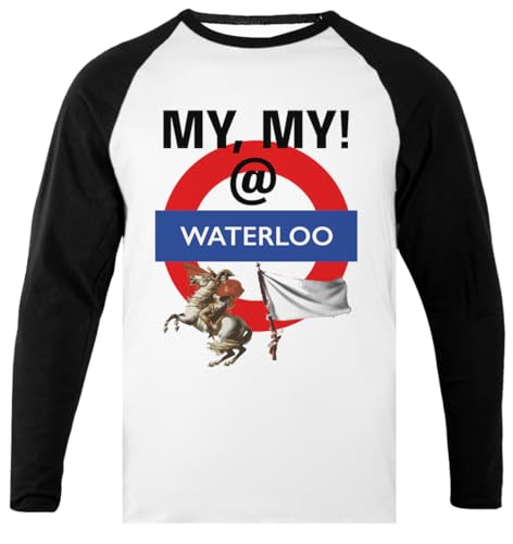 Waterloo Witte Unisex Honkbal Tshirt Zwarte Mouw Shirt