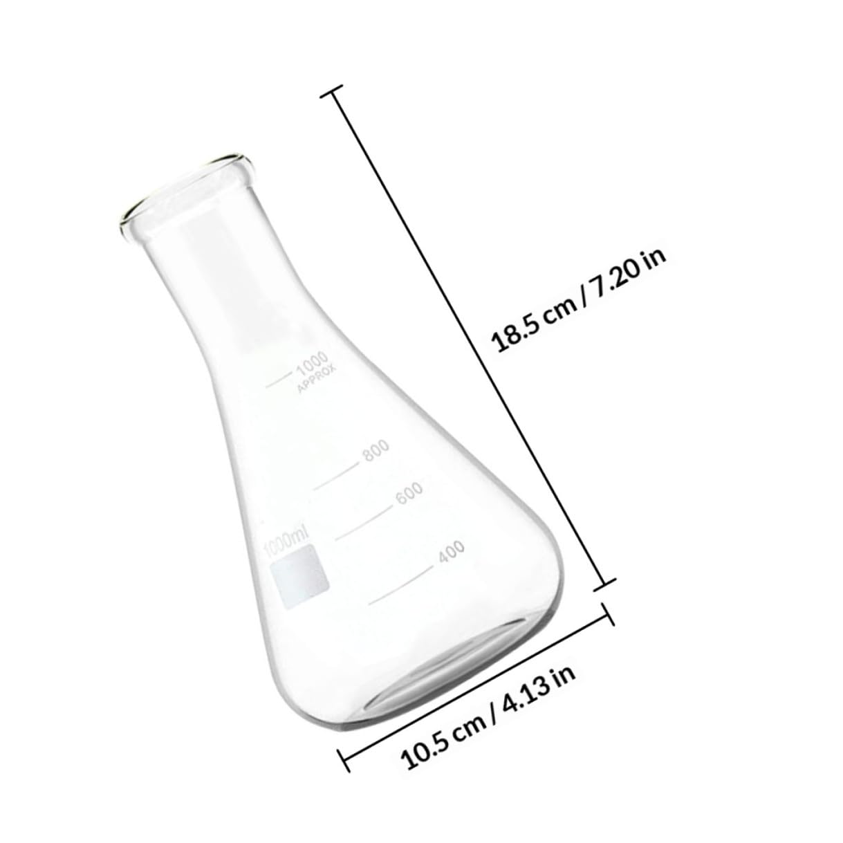 5 Pezzi Beuta Conica in Vetro per Laboratorio Collo Largo | Fondo Piatto, Tacche Standard, Area di Marcatura Ampia, Vetro a Spessore Uniforme