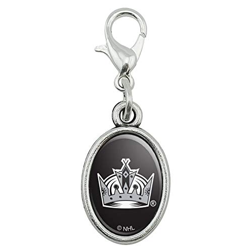 GRAPHICS & MORE NHL Los Angeles Kings Logo Antiqued Bracelet Pendant Zipper Pull Oval Charm with Lobster Clasp