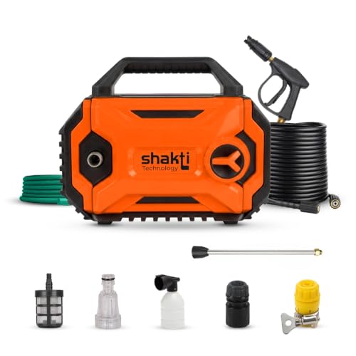 Image of [Upgraded 2026] Shakti Technology S1 Pressure Washer - 1700W, 100% Copper-Winding Motor, 120 Bar High Pressure, 8-Meter Hose Pipe for Car, Bike, Solar Panel, Home & Garden Cleaning