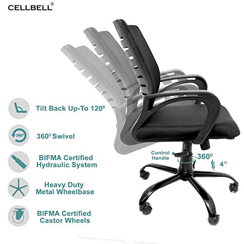 Image of CELLBELL C104 Medium-Back Fabric Mesh Office Chair [Black]