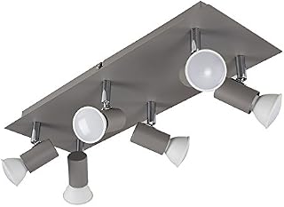 MiniSun Modern Rectangular Black Chrome 6 Way Adjustable GU10 Ceiling Spotlight