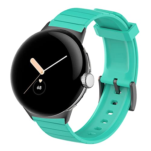Lamshaw Compatible for Google Pixel Watch Band, Silicone Replacement Soft Band Wristbands Straps with Stainless Steel Buckle for Google Pixel Watch (Green)