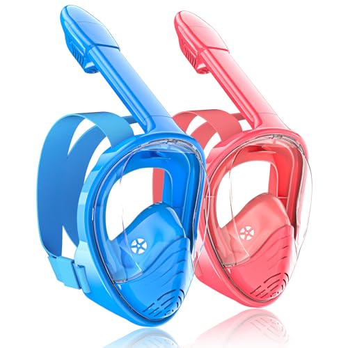 Image of QingSong Kids Snorkel Mask Full Face, Snorkeling Set with Camera Mount, 180 Degree Panoramic View Snorkeling Gear Anti-Fog Anti-Leak