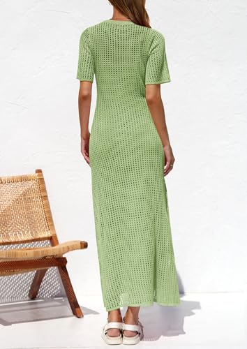Image of PRETTYGARDEN Womens Eyelet Crochet Maxi 2 Piece Dress Sets