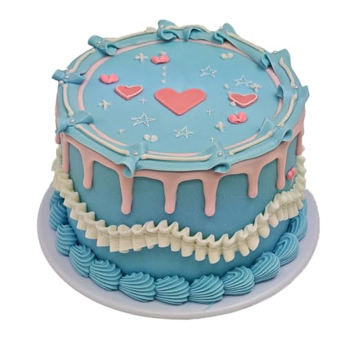 NICE PURCHASE Realistic Fake Birthday Cake Fake Food Bakery Shop Display Model Party Decoration Pro Cake Faux Replica Cake (6 inch wide & style A)