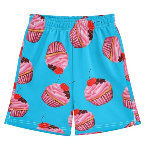 J JOYSAY Cherry Cupcake Dessert Boys Athletic Shorts Kids Youth Casual Shotrs with Pockets Elastic Waistband