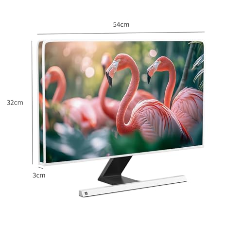 Image of Pink Tropical Flamingo Monitor Dust Covers 22, 23, 24, 25 Inch Green Plants Anti-Static LCD-Silky HD Panel Dust Protective Sleeve Compatible with iMac 24, 22-25 Inch PC,Desktop and TV