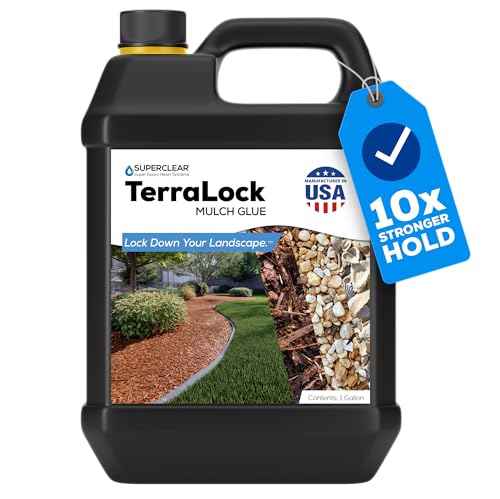 TerraLock Mulch Glue for Landscaping Rock Glue. Easy Spray Easy Hold. Perfect for Mulch Pea Gravel Large & Small Rock Straw and Stone (1 Gallon Without Sprayer)