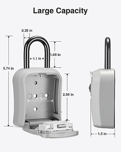 Image of Puroma Portable Combination Lock Box - Wall-Mounted Key Storage for House, Office, Apartment - Resettable Code Safe Security Box (1 Pack, Silver)