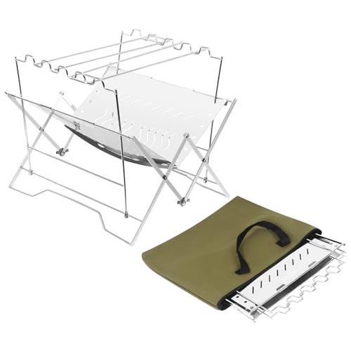 LuxeGlamp 焚き火台 ソログリル 焚火台 焚き火グリル 軽量 コンパクト ステンレス製 solo キャンプ 折り畳み 1台多役 収納ケース付き