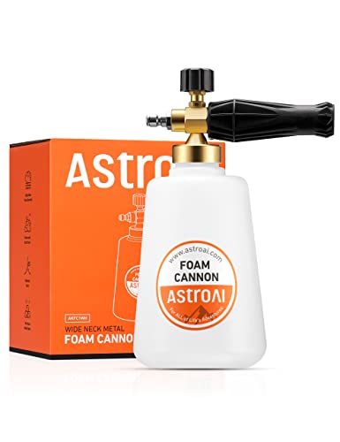 Image of AstroAI Foam Cannon, Heavy Duty Car Foam Sprayer, Wide Metal Neck, Adjustable Thick Snow Foam Lance for Pressure Washer with 1 /4 inch Quick Connector, Ideal for Various Cleaning Tasks, 1.5L Bottle