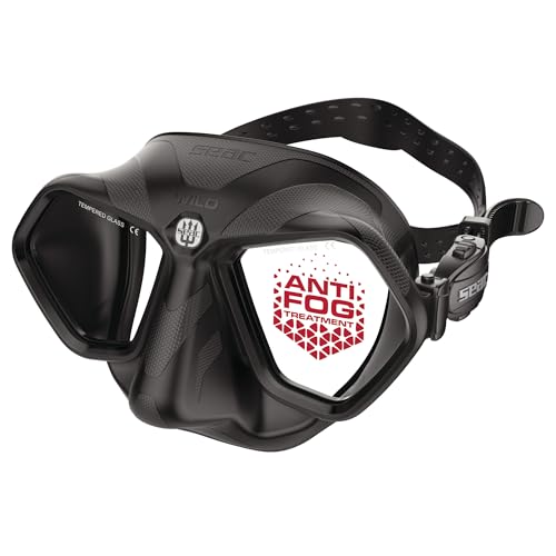 SEAC Wild – Maschera Subacquea Low Volume in Silicone | Maschera per Apnea e Pesca Subacquea Antifog Doppia Lente con Fibbia 3D e Visione Periferica