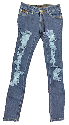 happening Women Slim Fit-Rugged/Ripped Jeans-Mid Waist-Denim Blue-Waist Size 26