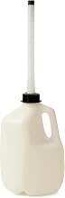 KP Durable 1 Gallon White Water Storage Can – Leak-Proof Jug with Flexible Pour Hose, Secure Cap & Easy Carry Handle