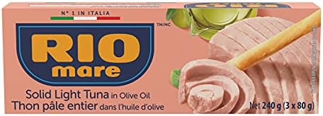 Rio Mare - Solid Light Tuna in Olive Oil - Canned Tuna, High in Protein, Ready to Eat - 80g (3 Cans)