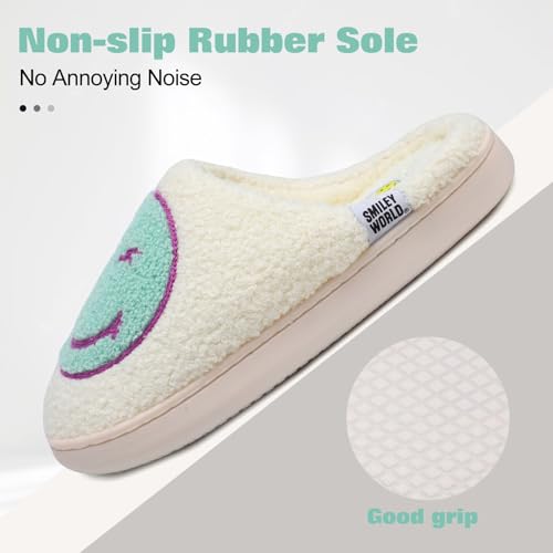 SmileyWorld Smile Face Slippers for Women Men Soft Plush Memory Foam Non-Slip Fuzzy House Shoes Warm Retro Happy Slip-On for Indoor Outdoor4