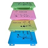 Beuya 4-uds Cajas de almacenamiento para máscara desechable, Cajas para mascaras de Patrón de dibujos animados, Bolsa portátil de almacenamiento de mascarillas