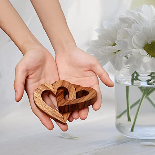 Valentine's Day Romantic Heart Gifts For Her, Handmade Wood Hearts Shape For Couple Wife Husband Wedding Anniversary Birthday Present (Linked Hearts (7Cm)) #TOP2