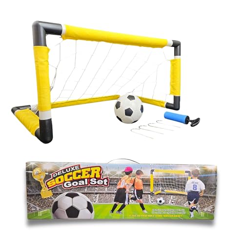Kids Soccer Goal Set for Backyard, Soccer Net with Ball, Pump, Indoor Outdoor Soccer Goal Training Equipment for Kids Boys Girls
