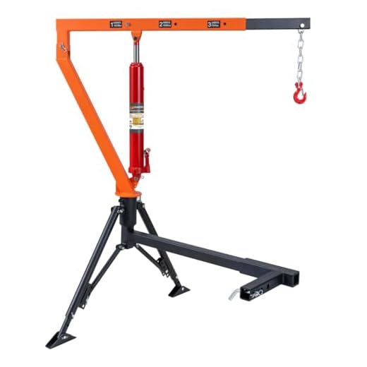 Rugcel 1500 lb Stretchable Receiver Hitch Mounted Hydraulic Swivel Pickup Truck Crane, with Three Boom Capacities of 750 lb, 1000 lb and 1500 lb, is Used for Lifting Cargo in Industry, Construction