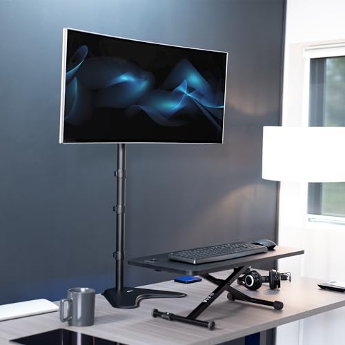 Image of VIVO Single Monitor Desk Stand for 13 to 27 inch Screens, STAND-V011H | Black, Articulating, Freestanding Adjustable Monitor Arm, Extra Tall Computer Stand for 1 Monitor, Holds 22 lbs