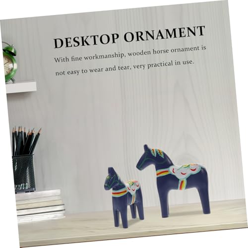 Cheval en bois bleu statue de décoration intérieure chic Hemobllo - 3