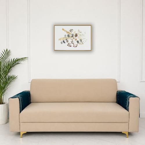 Image of Homerz 'Brooklyn Series' Premium Sofa Cover | Quilted Floral Design | Non-Slip Washable Sofa Protector | Soft Anti Slip Fabric (Teal, 2 pc Armrest, Armrest)