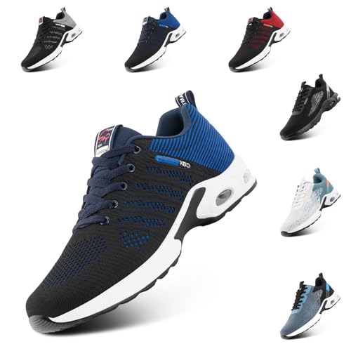 Hitmars Laufschuhe Herren Sportschuhe Luftpolster Turnschuhe rutschfeste Leichtgewichts Straßenlaufschuhe Sneaker Joggingschuhe Atmungsaktiv Walkingschuhe Fitness Schuhe Blau 43 EU