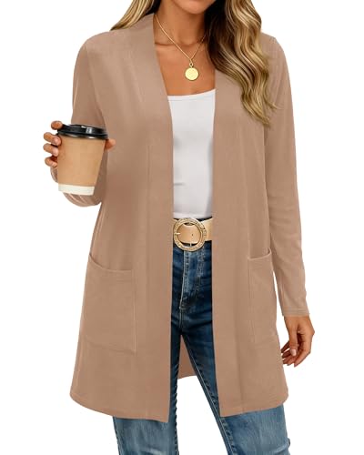 BTFBM Long Cardigans for Women Trendy Pockets Spring...