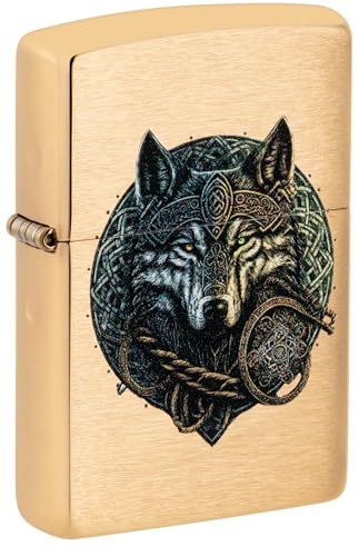Encendedor Zippo Wolf Warrior Brushed Brass miniatura 1