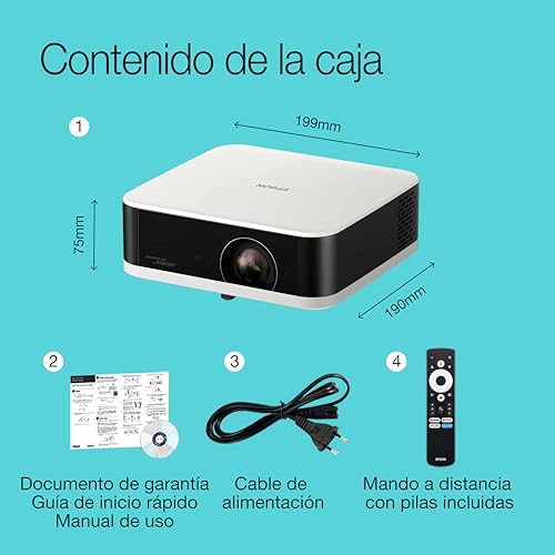 Image of Epson Lifestudio Pop EF-61W Diamond White Portable Smart Projector, Sound by Bose, Google TV, Full HD, Indoor /Outdoor Use, 5 Year Warranty*