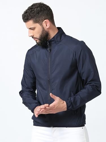 Image of CNMN Men's Polyester Biker Jacket - Single Layer, Light Weight, Two Zipper Pocket, All Year Wear, Breathable, UV Protection